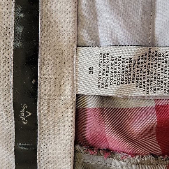 Callaway | Dark Red Gray Plaid Golf Shorts Size 38 - Picture 4 of 4